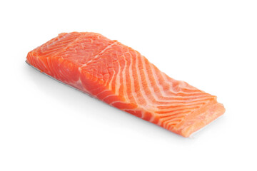 Piece of salmon fillet isolated on white