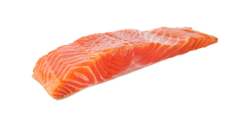 Piece of salmon fillet isolated on white