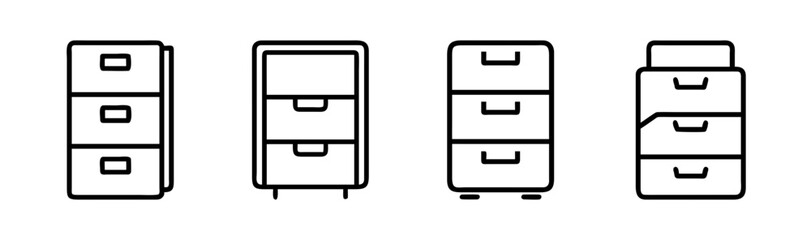 Simple vector illustration of a classic filing cabinet icon for data storage and organization