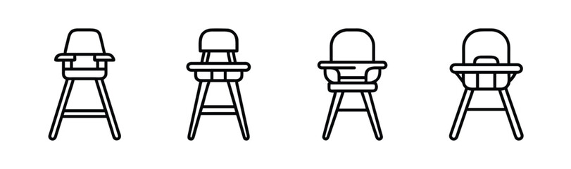 Simple vector illustration of a classic high chair for babies and toddlers isolated on a clean background
