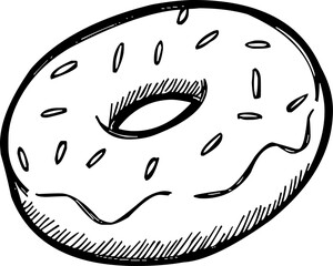 Black and white hand drawn doughnut vector illustration