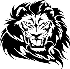 Majestic Roaring Lion Head Vector Illustration