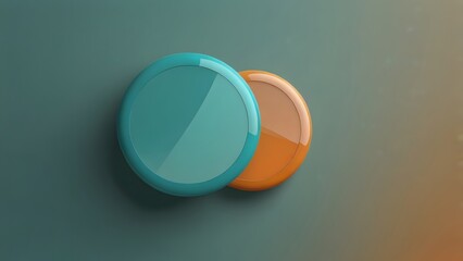 Blue and orange button on green background with bright orange and blue.
