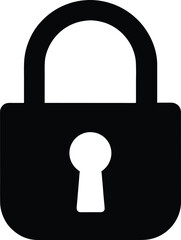 Black Minimalist Locked Padlock Icon
