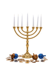 Hanukkah Menorah with Burning Candles – Jewish Festival of Lights Celebration