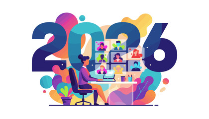 Businesswoman video conferencing with team in 2026 Future of remote collaboration