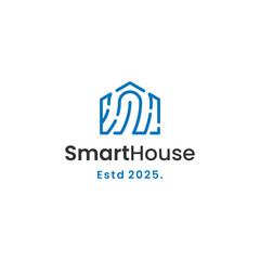 Modern Smart Home Logo Design Concept for Real Estate and Technology Businesses, Featuring Clean Lines and a Minimalist Aesthetic, perfect for branding assets