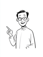 Confident man with glasses pointing in a retro illustration style against a white background