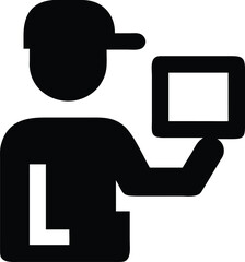 Courier Scanning Digital Pad for Confirmation Silhouette Vector