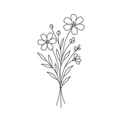 Minimalist flower Line Art Vector