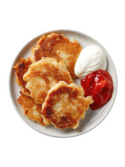 Crispy Potato Latkes with Sour Cream and Apple Sauce for Hanukkah