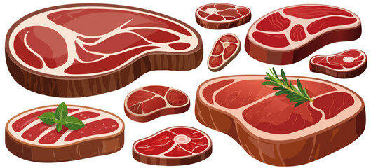 ステーキ肉ベクターイラストセット