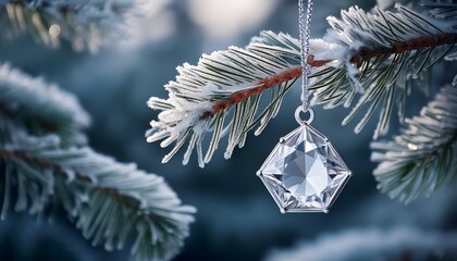 stunning diamond pendant adorned on a frosty pine branch