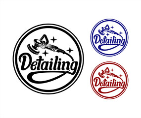 car auto detailing service polisher logo design emblem vector illustration modern 