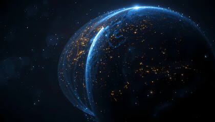 A mesmerizing digital rendering of a glowing earth, symbolizing global connectivity and technological advancement