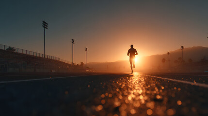 New year 2026 begins with fresh start on running track under sunrise, symbolizing goals and opportunities ahead