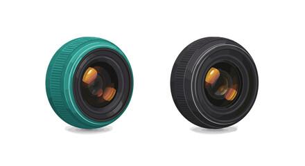 Dual camera lenses on white background: modern photography essentials