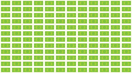 Seamless Pattern of Flat Design Dollar Bills and Money