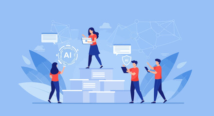 Obraz premium Artificial intelligence team working on innovative technologies for business solutions