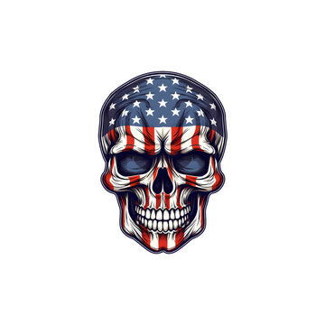 Skull with American Flag Design