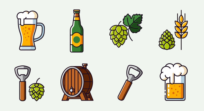 Beer vector design illustration set of beer making process and drinking culture