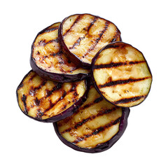 Grilled sliced eggplant isolated on transparent background
