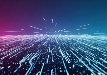 Futuristic digital data network background. Abstract technology concept with glowing lines, circuit board pattern, and cyberspace connections.
