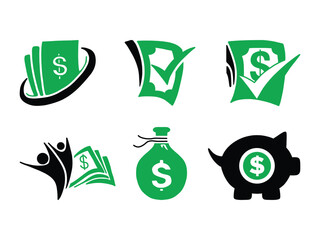 Money and Finance Icons Set. Dollar, Savings, and Investment Vector