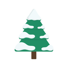 Snow-covered pine tree illustration with layered branches