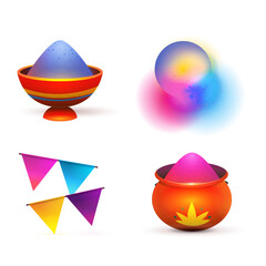 Colorful Holi Festival Elements colors powder