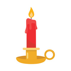 Christmas candle illustration with red wax and golden holder