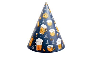 Creative party headwear with beer motif highlighting Oktoberfest spirit and festive enjoyment isolated on white background PNG