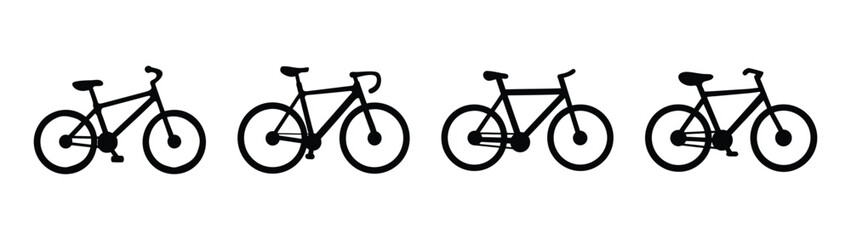 Fototapeta premium A lineup of four distinct bicycle silhouettes showing different styles and designs