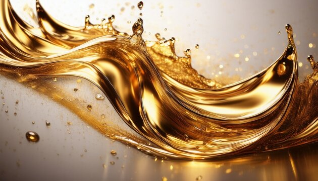 glistening golden liquid cascade on transparent canvas evokes feelings of opulence and radiance