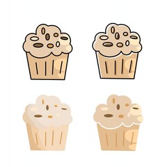 Set of oatmeal muffin cartoon illustration isolated