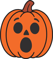 Spooky season Halloween pumpkin with surprised expression ready for festive fun, adding a cute touch to holiday decorations and designs