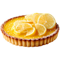 Lemon tart, isolated on white background, realistic, studio lighting, centered, no shadow, transparent background