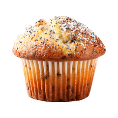 Lemon poppyseed muffin, isolated on white background, realistic, studio lighting, centered, no shadow, transparent background