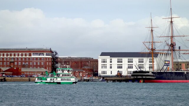 the Spirit of Portsmouth, the Gosport Ferry crossing Portsmouth Harbour