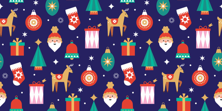Christmas landscape banner seamless pattern 