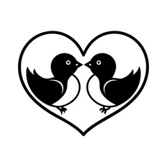 Love Birds in Heart Shape – Romantic Couple Vector Illustration
