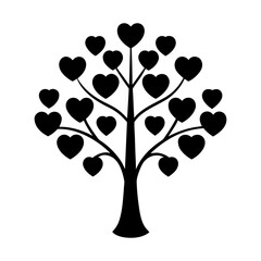 Heart Tree Silhouette – Romantic Love Growth Vector Illustration