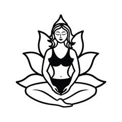 Lotus Yoga Pose Illustration – Mindfulness and Meditation Vector Art