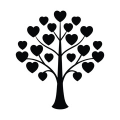 Heart Tree Silhouette – Romantic Love Growth Vector Illustration