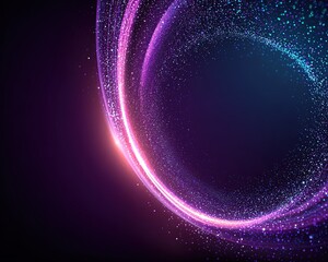 Holographic ring light, purple pink particle flow, cyberpunk glow effect, for virtual reality theme, tech event backdrop, futuristic social media post.
