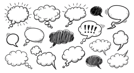 hand drawn vector set of speech bubbles