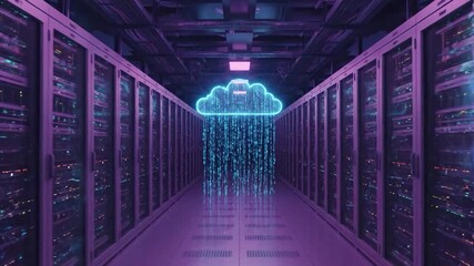 Futuristic cloud storage and big data processing in server corridor - Powered by Adobe