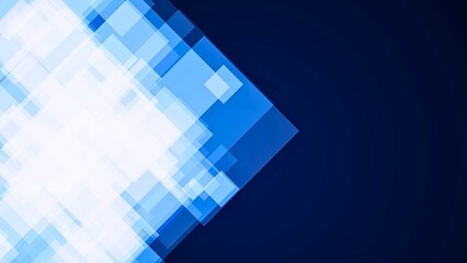 Obraz premium Modern blue geometric background with overlapping squares and light gradient effect, perfect for tech or business presentations
