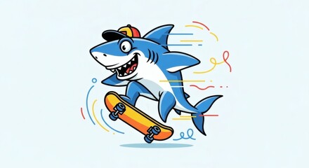 Exciting Shark on Skateboard Clipart A Fun and Playful Illustration for Designs and Projects