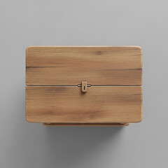 Top view of a closed, light-brown wooden box